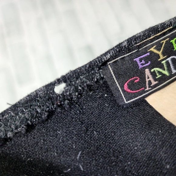 Vintage 90s Eye Candy Size M Black Grey Long Cardigan Duster Tie Front Grunge - Picture 8 of 9